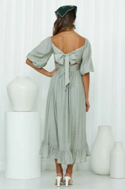 Hello Molly Just Stand And Smile Midi Dress Sage