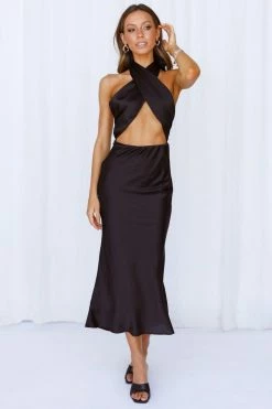 Hello Molly Backless Dresses Nobodys Love Maxi Dress Black