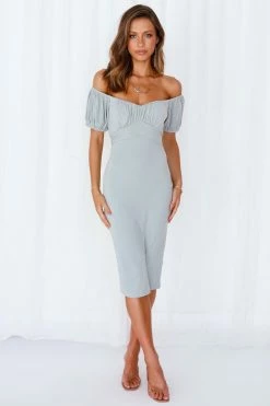 Hello Molly Flowering For You Midi Dress Sage Day Dresses