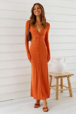 Hello Molly Criss Cross Maxi Dress Orange Bodycon Dresses