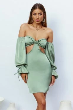 Hello Molly A Different Vibe Dress Sage Long Sleeve Dresses