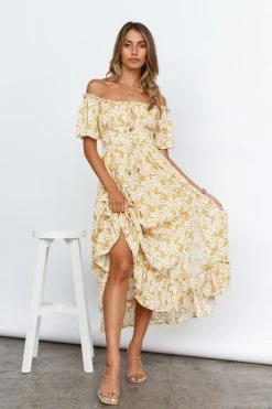 Hello Molly Boho Muse Midi Dress Yellow