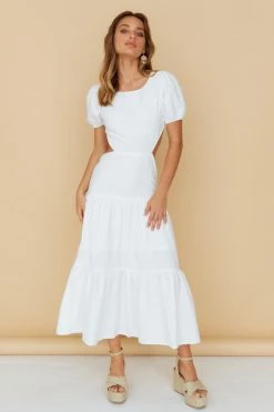 Hello Molly Backless Dresses Flow Down Gently Midi Dress White