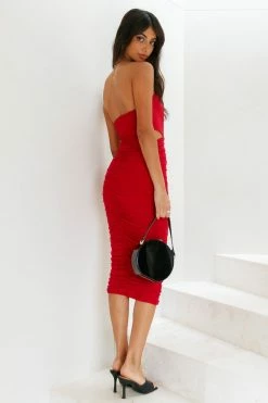 Hello Molly Glassy POV Midi Dress Wine Day Dresses