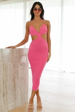 Hello Molly Run Of Love Midi Dress Hot Pink Backless Dresses