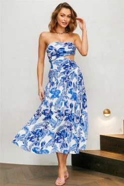 Hello Molly Day Dresses Dainty Mayflower Midi Dress Blue