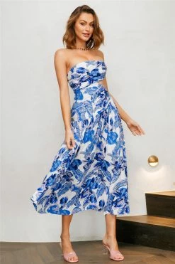 Hello Molly Day Dresses Dainty Mayflower Midi Dress Blue