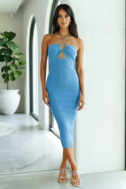 Hello Molly Bodycon Dresses Moonlight Love Midi Dress Blue