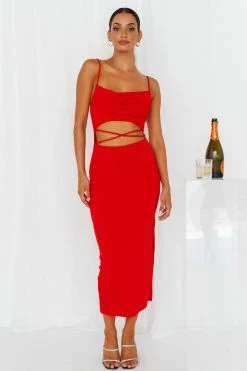 Hello Molly Bodycon Dresses Midnight Coffee Maxi Dress Red