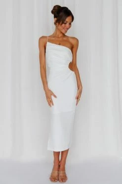 Hello Molly Smooth Lines Midi Dress White