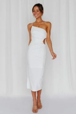 Hello Molly Smooth Lines Midi Dress White