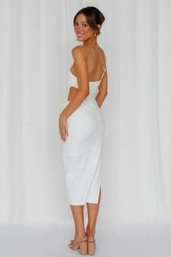 Hello Molly Smooth Lines Midi Dress White