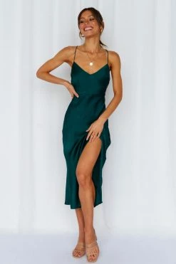 Hello Molly Backless Dresses Crashing Prom Midi Dress Dark Green