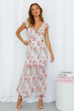 Hello Molly Backless Dresses Moment Of Love Midi Dress Cream