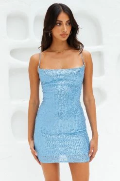 Hello Molly Fab Vibe Dress Blue Sequin