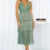 Hello Molly Backless Dresses Nighttime In Paris Midi Dress Jade Shimmer