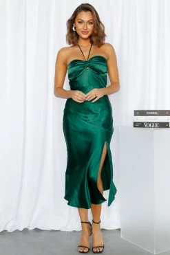 Hello Molly True Savage Midi Dress Forest Green Backless Dresses