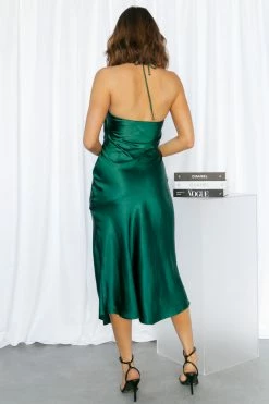 Hello Molly True Savage Midi Dress Forest Green Backless Dresses