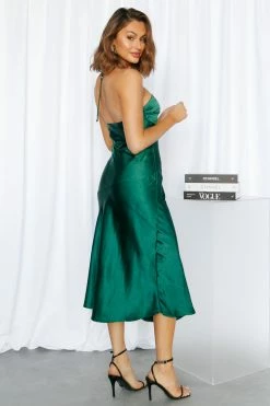 Hello Molly True Savage Midi Dress Forest Green Backless Dresses