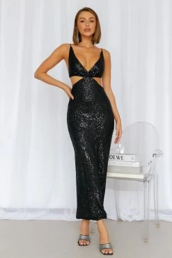 Hello Molly Create The Spell Midi Dress Black Sequin