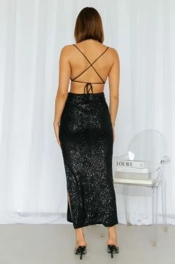 Hello Molly Create The Spell Midi Dress Black Sequin