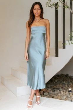 Hello Molly No Advice Midi Dress Blue Backless Dresses