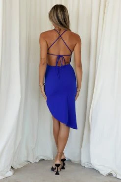 Hello Molly Regale Her Midi Dress Royal Blue Backless Dresses