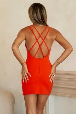 Backless Dresses HELLO MOLLY Cherry Limeade Dress Tangerine