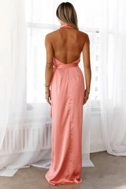 Backless Dresses DEAR EMILIA Envelop In Love Maxi Dress Rose