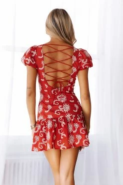 HELLO MOLLY Paisley Whimsy Dress Rust Backless Dresses