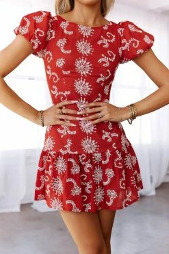 HELLO MOLLY Paisley Whimsy Dress Rust Backless Dresses