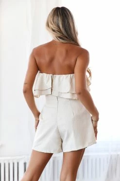 Homecoming Dresses HELLO MOLLY Sunset Glowing Romper Oatmeal