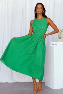 Hello Molly Bayside Beauty Midi Dress Green Backless Dresses