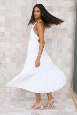Hello Molly Backless Dresses Rosy Cheeks Maxi Dress White