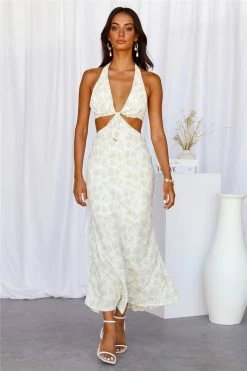 Hello Molly Held Up Midi Dress Sage Floral Dresses