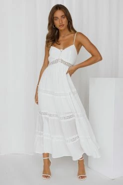 Hello Molly Lace Dresses Sweeping Skies Midi Dress White