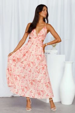 Hello Molly Backless Dresses Floral Visits Maxi Dress Pink