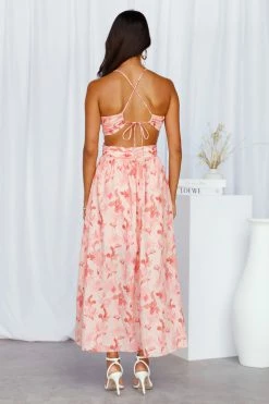 Hello Molly Backless Dresses Floral Visits Maxi Dress Pink