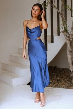 Hello Molly Backless Dresses Purely Charmed Midi Dress Blue
