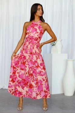 Hello Molly Listen Closely Maxi Dress Pink Backless Dresses