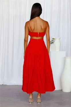 Hello Molly Our World Maxi Skirt Red