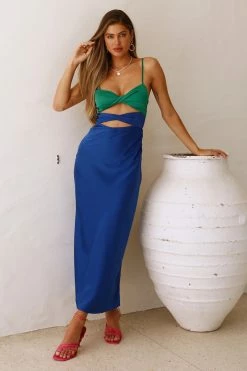 Hello Molly Maxi Dresses Split Thinking Maxi Dress Royal Blue