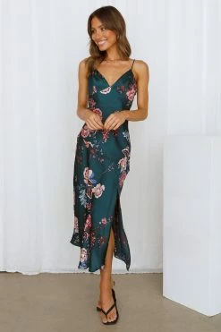 Hello Molly No Yesterday Maxi Dress Forest Green