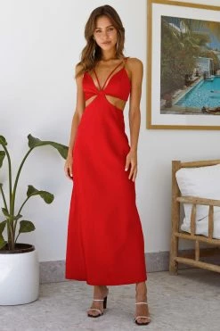 Hello Molly Backless Dresses Meet At Midnight Midi Dress Red