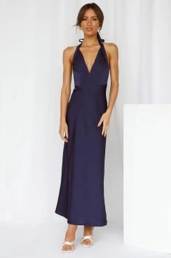 Hello Molly Mine All Night Maxi Dress Navy Backless Dresses