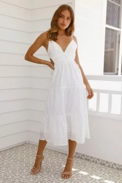 Hello Molly Backless Dresses Vibing All Day Midi Dress White