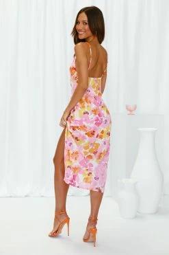 Hello Molly Swipe Midi Dress Pink