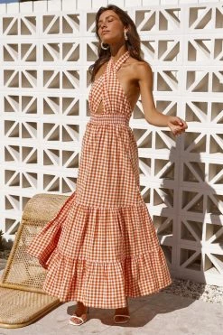 Hello Molly Important Piece Maxi Dress Orange Backless Dresses