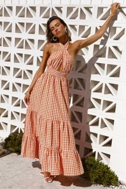 Hello Molly Important Piece Maxi Dress Orange Backless Dresses