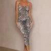 LIONESS Charmed Midi Dress Zebra Bodycon Dresses